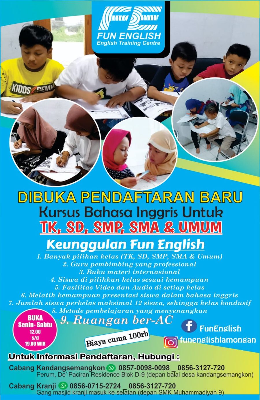 Brosur pendaftaran dan penawaran Fun English English Training Centre